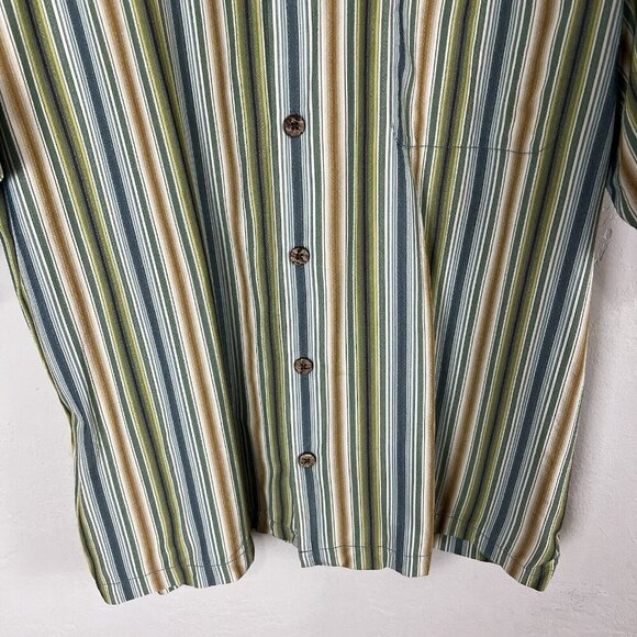 Tommy Bahama Button Down 100% Silk Vertical Striped Shirt Vacation Size Large - Picture 3 of 8